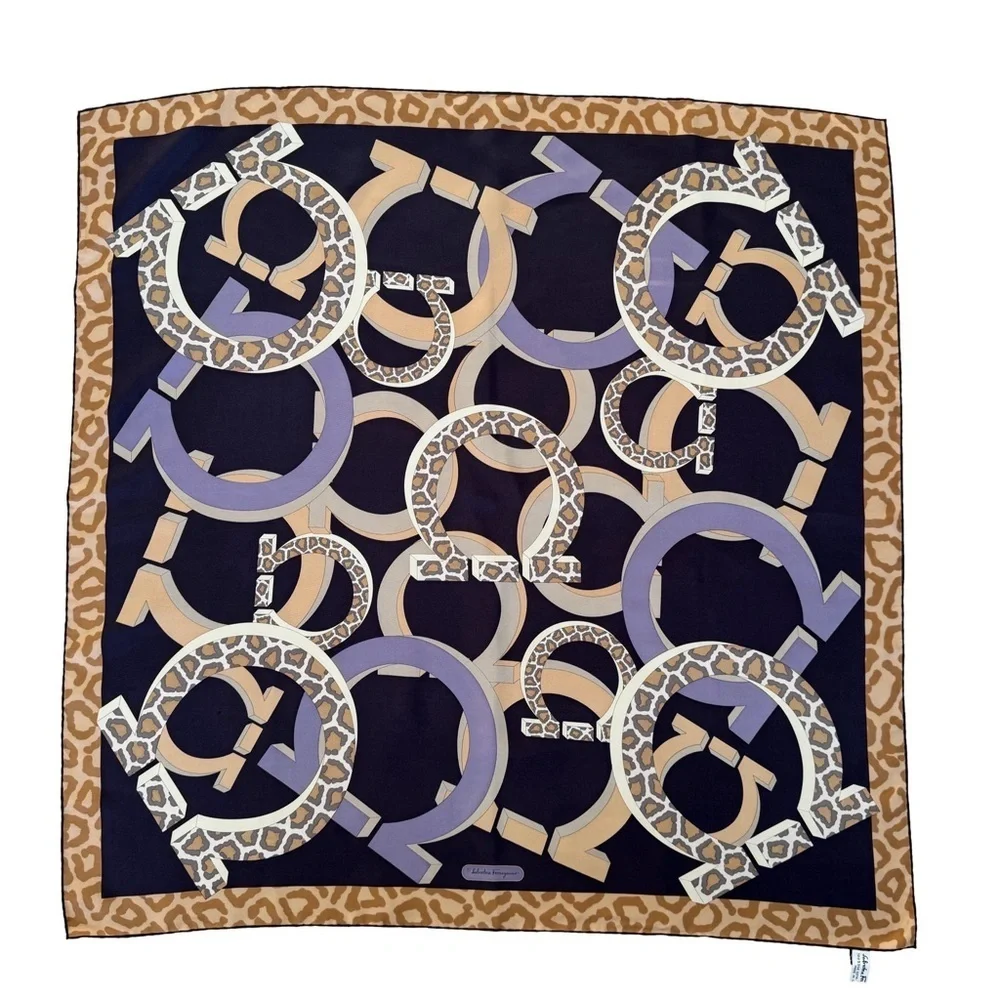 Salvatore Ferragamo Gancini Leopard Cheetah Print Scarf